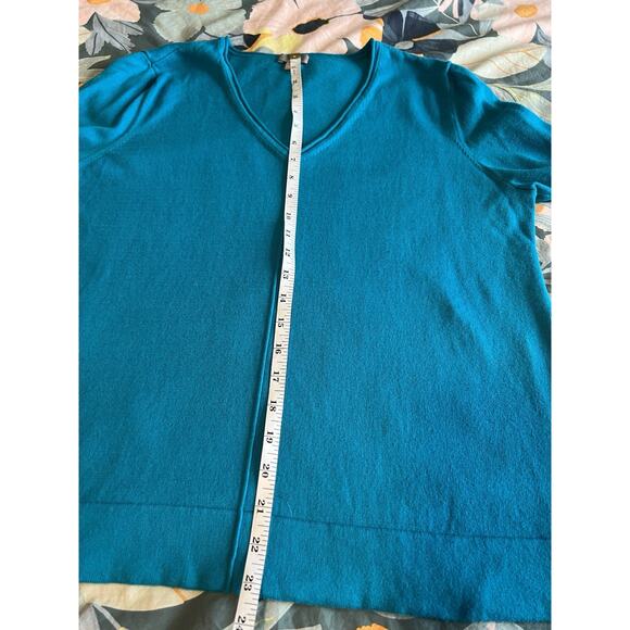 J.Jill Women's Sweater Size Large Petite Teal Long Sleeve V-Neck - Picture 9 of 9
